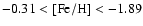 $-0.31<{\rm [Fe/H]}<-1.89$