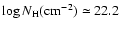 $\log N_{\rm H}
({\rm cm^{-2}}) \simeq 22.2$