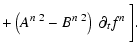 $\displaystyle + \left(A^{n~ 2} - B^{n~ 2}\right)~ \partial_t f^n ~ \bigg{]}.$