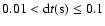$0.01 < {\rm d}t({\mbox {\rm s}}) \le 0.1$
