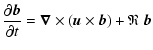 $\displaystyle \frac{\partial \vec{b}}{\partial t} = \vec{\nabla} \times
(\vec{u} \times \vec{b}) + \mathfrak{R}~ \vec{b}$