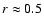 $r \approx 0.5$