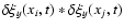 $\delta\xi_y(x_i,t) \ast \delta\xi_y(x_j,t)$