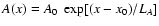 $A(x) = A_0 ~ \exp[(x - x_0)/L_A]$