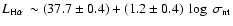 $L_{\scriptsize\mbox{H$\alpha$ }} \sim (37.7 \pm 0.4)+(1.2 \pm 0.4)~\log~ \rm\sigma_{nt}$