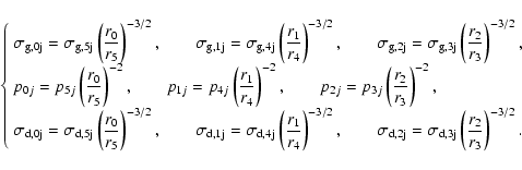 \begin{displaymath}\left\{
\begin{array}{l}
\displaystyle
\sigma_{\mbox{\scripts...
...}}
\left(\frac{r_2}{r_3}\right)^{-3/2}.\\
\end{array}\right.
\end{displaymath}