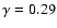 $\gamma = 0.29$