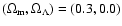 $(\Omega_{{\rm m}}, \Omega_{\Lambda})=(0.3, 0.0)$