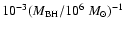 $10^{-3} (M_{{\rm BH}}/ 10^6~{M_{\odot}})^{-1}$