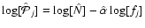 $\log[\hat{\mathcal{P}}_j]
= \log[ \hat{N} ] - \hat{\alpha} \log[ f_j ]$