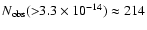 $N_{\rm obs}({>}3.3\times 10^{-14})\approx 214$