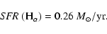 \begin{displaymath}{{\it SFR}}~({\rm H}_\alpha)=0.26~M_\odot/{\rm yr}.
\end{displaymath}