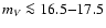 $m_V\la 16.5{-}17.5$