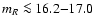 $m_R\la16.2{-}17.0$