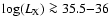 $\log(L_{\rm X})\ga 35.5{-}36$