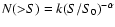 $N({>}S)=k(S/S_0)^{-\alpha}$