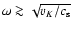 $\omega\ga \sqrt{v_K/c_{\rm s}}$