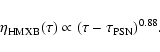 \begin{displaymath}\eta_{\rm HMXB}(\tau)\propto (\tau-\tau_{\rm PSN})^{0.88}.
\end{displaymath}