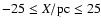 $-25 \le X/{\rm pc} \le 25$