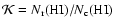 ${\cal K}=N_{\rm r}({\rm HI})/N_{\rm c}\rm (HI)$