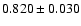 $0.820\pm0.030$