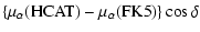 $\displaystyle \left\{ \mu_{\alpha}(\rm HCAT)-\mu_{\alpha}(\rm FK5) \right\} \cos \delta$