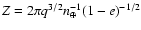 $Z=2\pi q^{3/2}n_\oplus^{-1}(1-e)^{-1/2}$