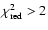 $\chi_{\rm red}^{2}>2$