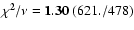 ${\bf\chi^2/\nu=1.30}~(621./478)$