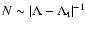 $N\sim
\vert\Lambda-\Lambda_{\rm t}\vert^{-1}$