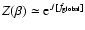 $Z(\beta)\simeq {\rm e}^{J[f_{{\rm global}}]}$