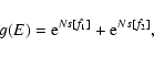 \begin{displaymath}%
g(E)={\rm e}^{Ns[f_{1}]}+{\rm e}^{Ns[f_{2}]},
\end{displaymath}