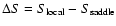 $\Delta S=S_{{\rm local}}-S_{{\rm saddle}}$