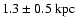 $\rm 1.3\pm 0.5 ~kpc$