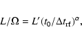 \begin{eqnarray*}L/\Omega = L' (t_0/\Delta t_{\rm rf})^{\alpha},
\end{eqnarray*}
