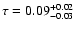$\tau =
0.09^{+0.02}_{-0.03}$