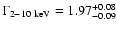 $\Gamma_{\rm 2-10~keV} = 1.97^{+0.08}_{-0.09}$