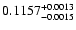 $\rm0.1157^{+0.0013}_{-0.0015}$