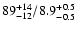 $\rm 89^{+14}_{-12}/8.9^{+0.5}_{-0.5}$