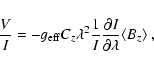 \begin{displaymath}\frac{V}{I} = -g_{\rm eff} \ensuremath{C_z}\lambda^{2}\frac{1...
...artial \lambda}
\ensuremath{\langle\large B_z\large\rangle}\;,
\end{displaymath}