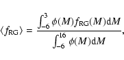\begin{displaymath}\langle f_{\rm RG} \rangle =
\frac { \int_{-6}^{3} \phi(M) f_{\rm RG}(M) {\rm d}M }
{\int_{-6}^{16} \phi(M) {\rm d}M },
\end{displaymath}