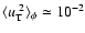 $\langle u_{\rm T}^{~2} \rangle _{\phi} \simeq 10^{-2}$