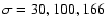 $\sigma = 30, 100, 166$