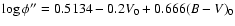 $\log\phi'' = 0.5134 - 0.2V_{\rm0} + 0.666(B-V)_{\rm0}$
