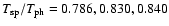 $T_{\rm sp}/T_{\rm ph} = 0.786, 0.830, 0.840$