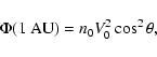 \begin{displaymath}\Phi(1\;{\rm AU}) = n_0 V_0^2 \cos^2\theta ,
\end{displaymath}