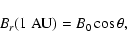\begin{displaymath}B_r(1\;{\rm AU})=B_{0}\cos\theta ,
\end{displaymath}