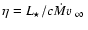 $\eta = L_\star / c\dot{M} \mbox{$\mbox{$\varv$ }_\infty$ }$