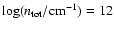 $\log(n_{\rm tot}/{\rm cm}^{-1}) = 12$