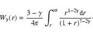 \begin{displaymath}%
W_\gamma(r)
=
\frac{3-\gamma}{4\pi}
\int_r^\infty
\frac{r^{1-2\gamma}{{\rm d}}r}{(1+r)^{7-2\gamma}}\cdot
\end{displaymath}